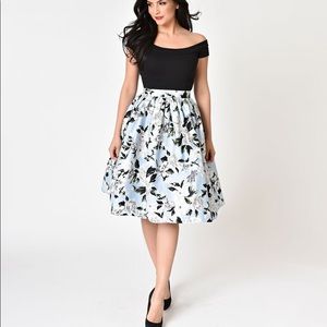 Unique Vintage Floral Swing Skirt